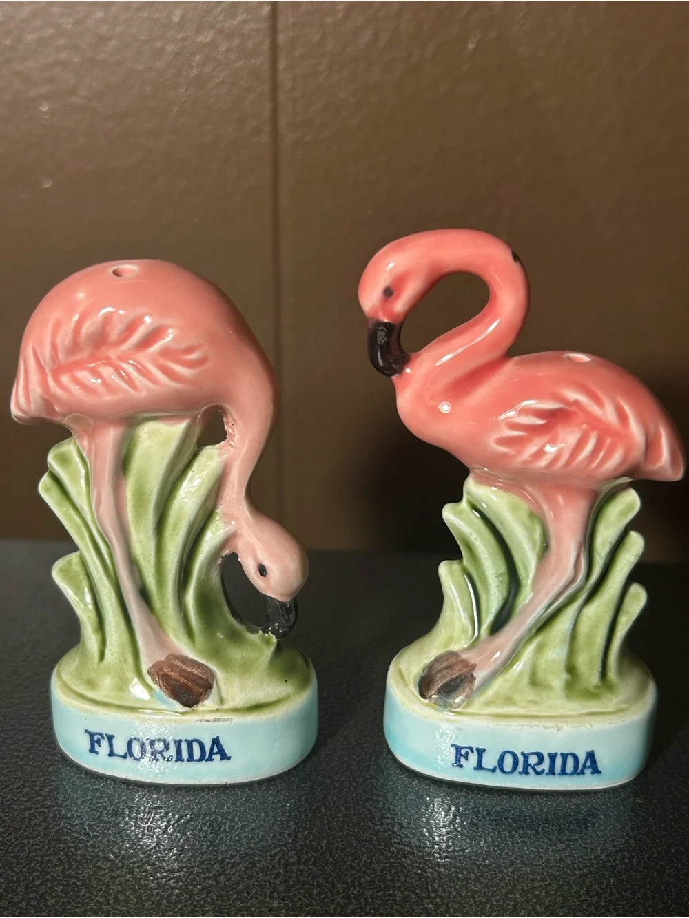Florida Pink Flamingo Salt and Pepper Shakers - Ceramic Home Accent